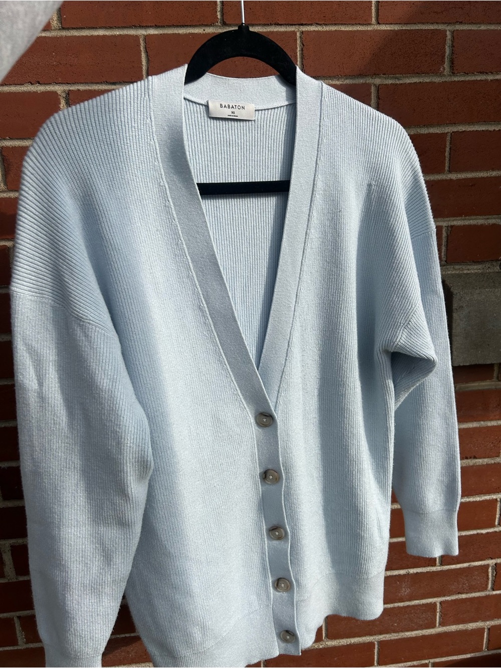 Aritzia Pale Blue V-Neck Button-Up Cardigan